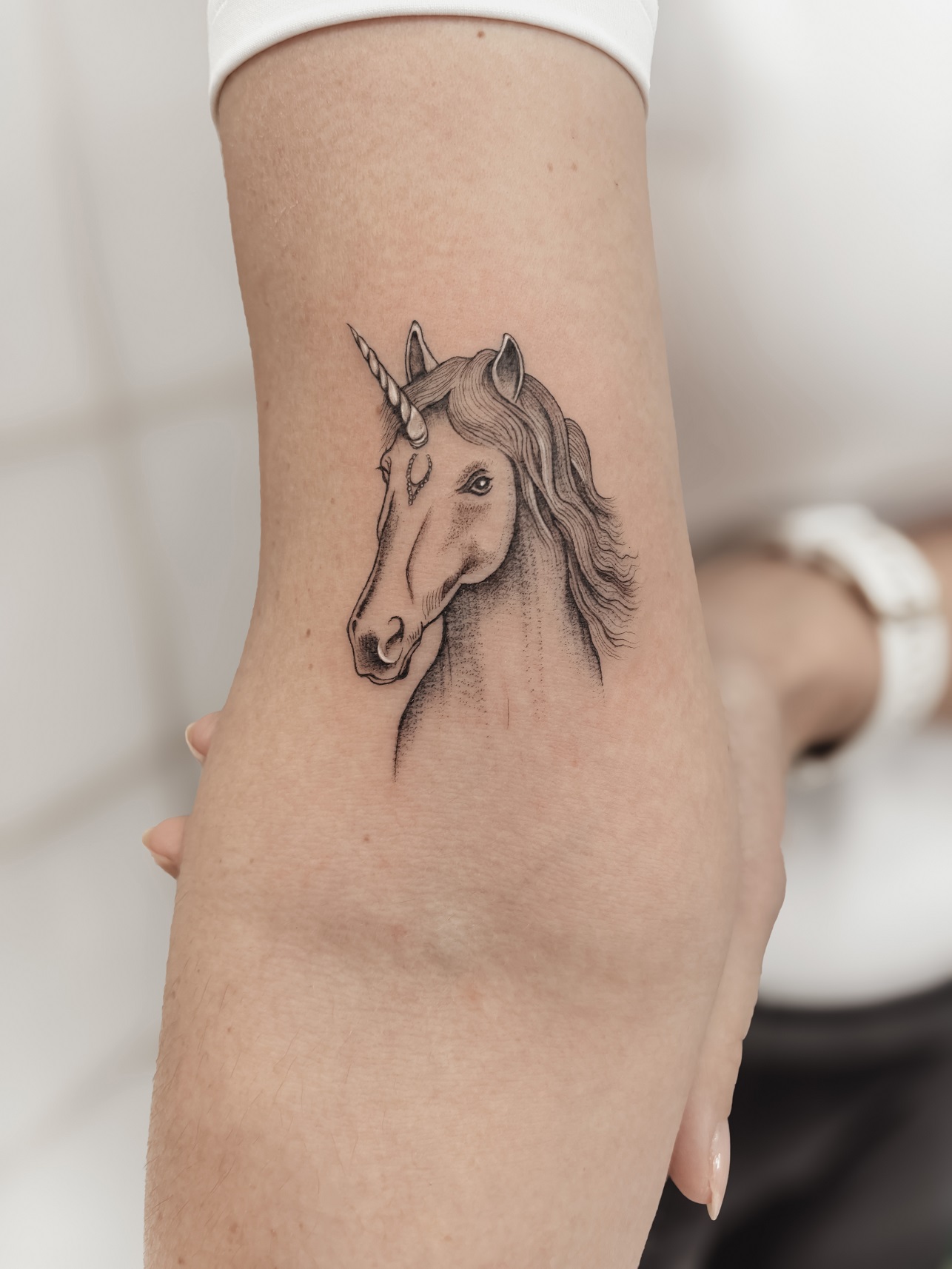 Jednorožec - jemné tetování Brno