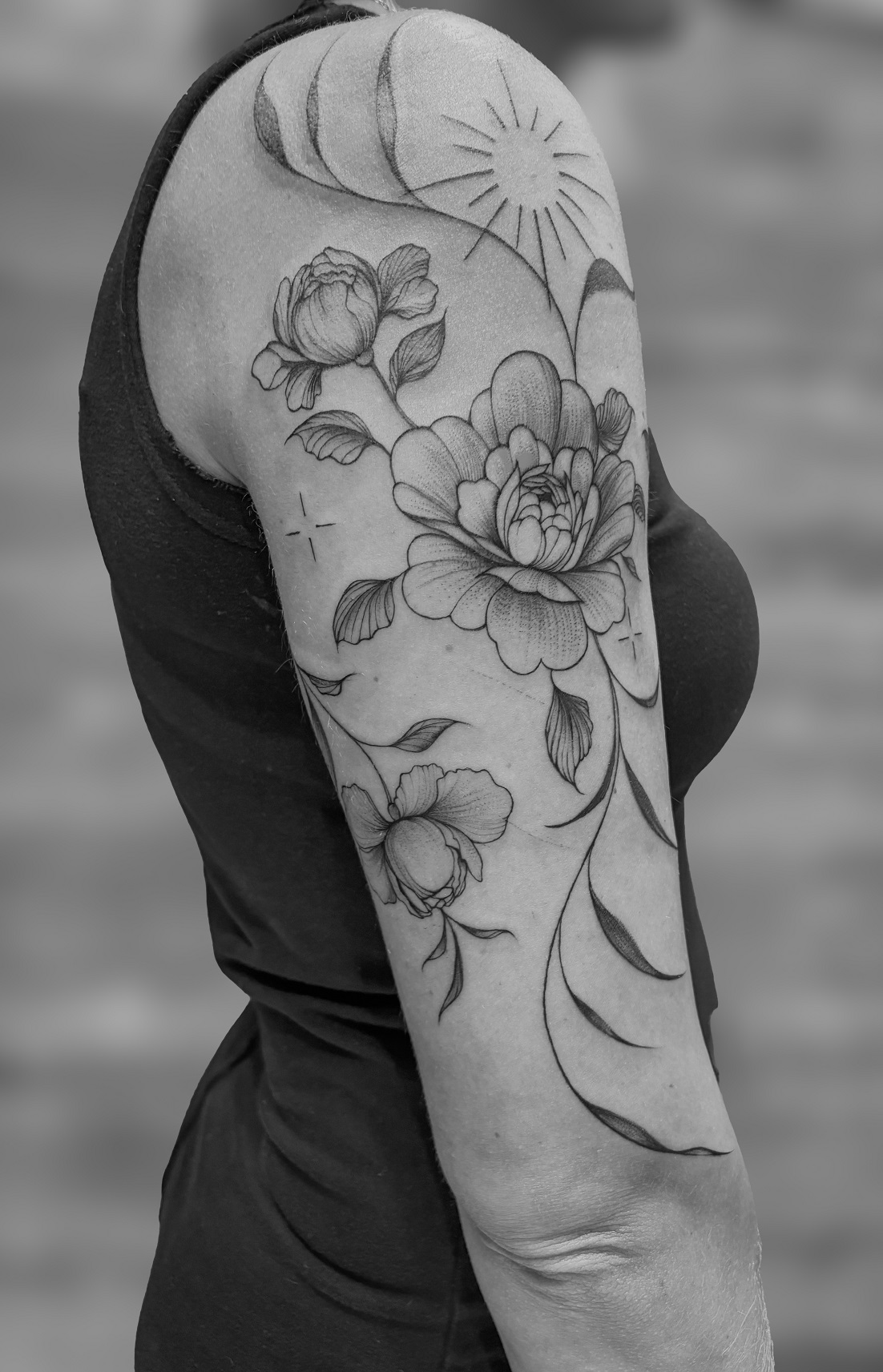 Pivoňky - podvazkový pás tetování