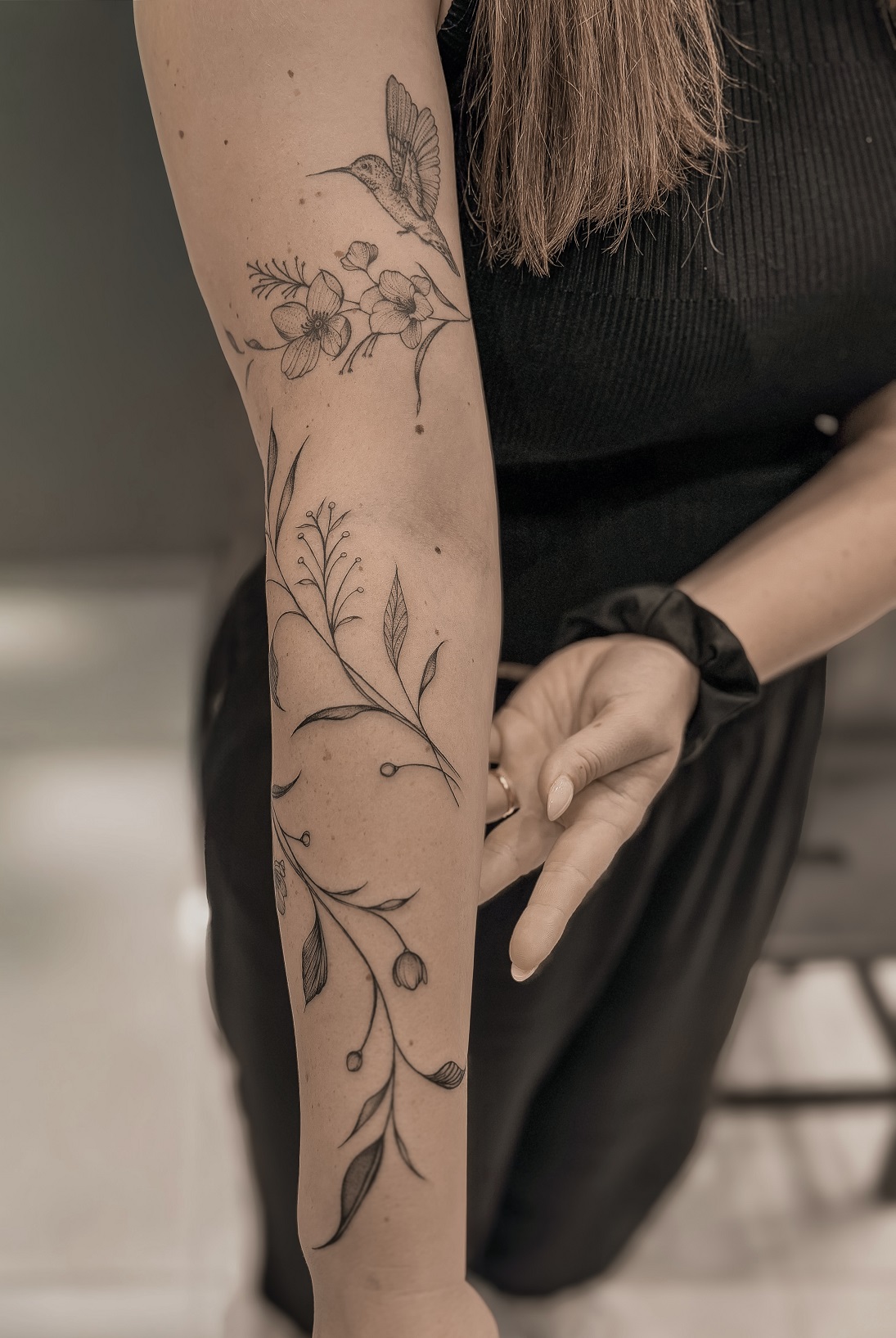 Jemný florální rukáv